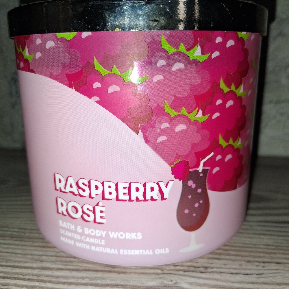 Bath &Body Works RASPBERRY ROSE 3-Wick Candle.  Rose, Raspberries, Sugar NEW!